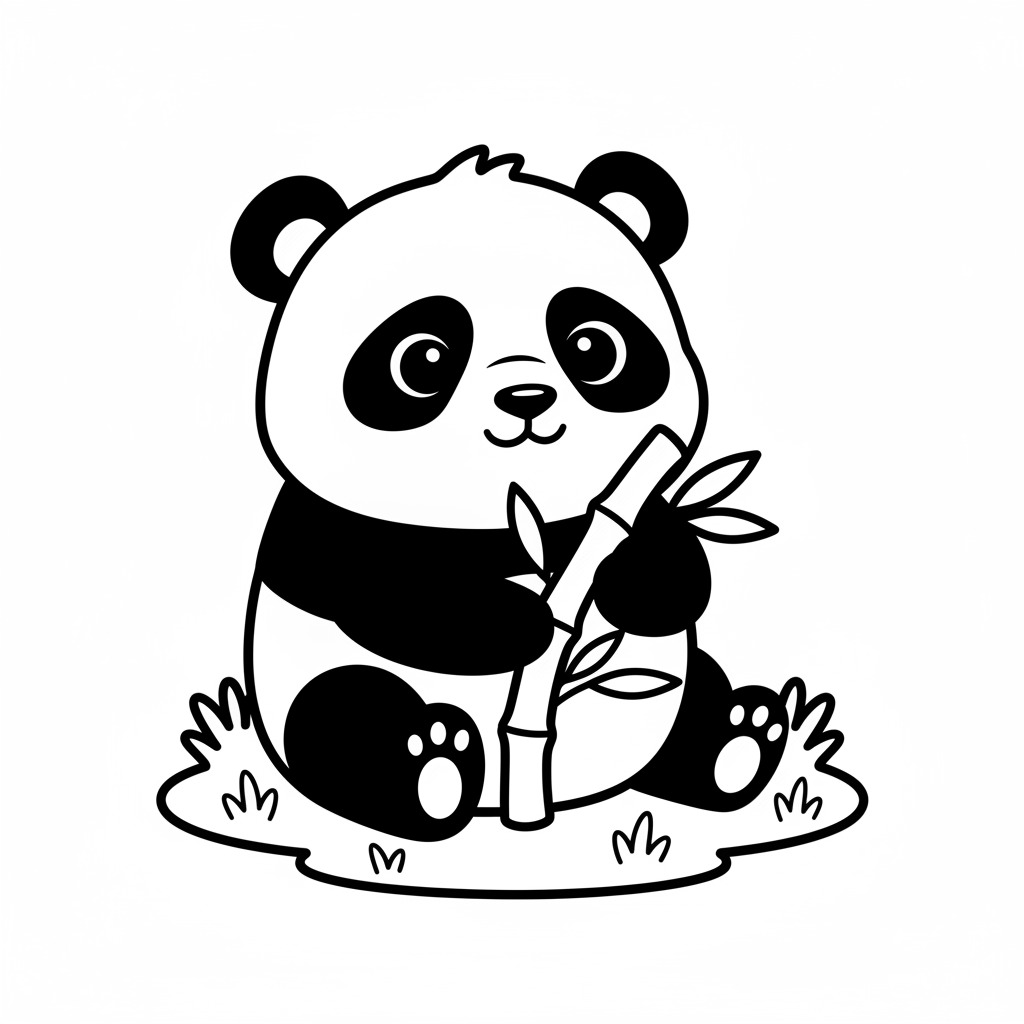 Glückliches Pandababy mit Bambus