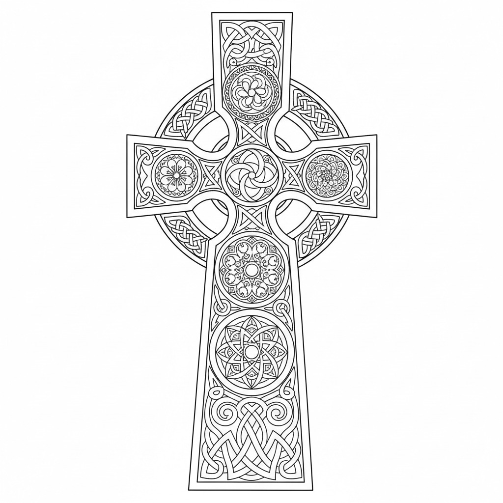 Intricate Celtic Knotwork Cross