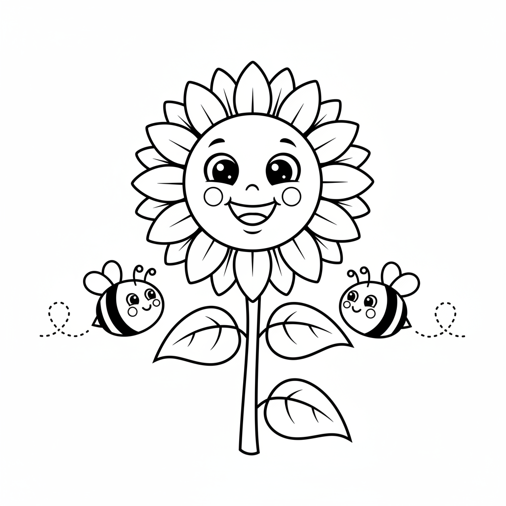 Smiling Sunflower in Garden