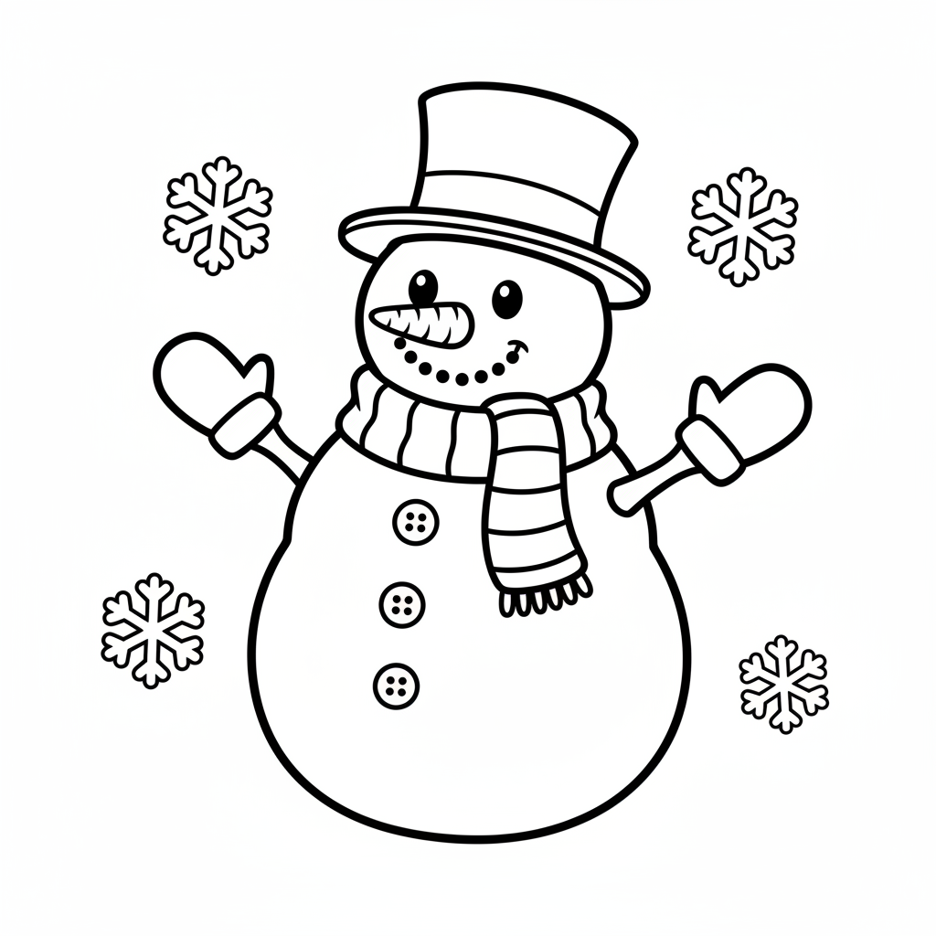 Cheerful Winter Snowman with Scarf