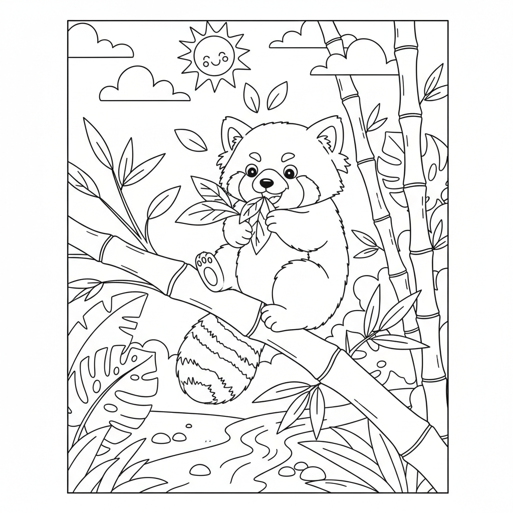 Curious Red Panda in Bamboo
