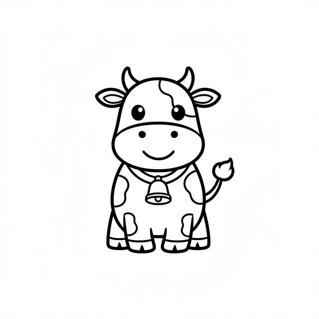 Happy Cartoon Cow with Bell