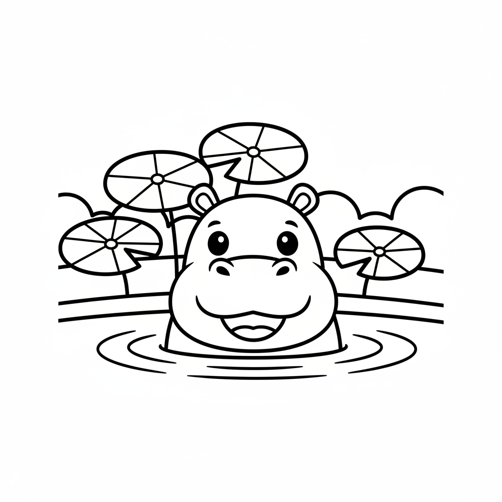 Happy Hippo in Pond