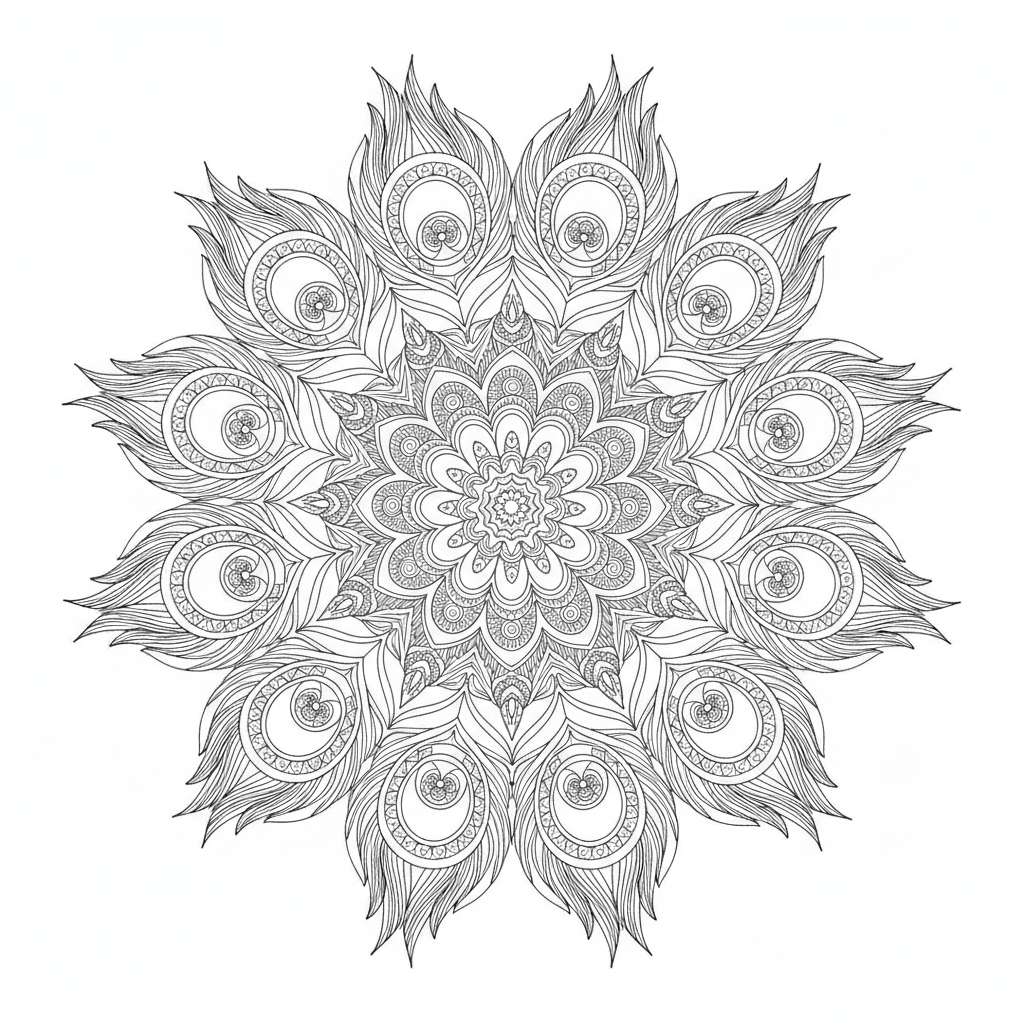 Pfauenfeder-Mandala