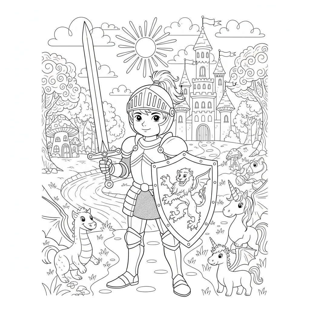 Brave Medieval Knight with Shield