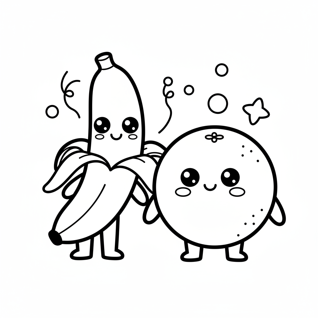Lächelnde Banane & Orange