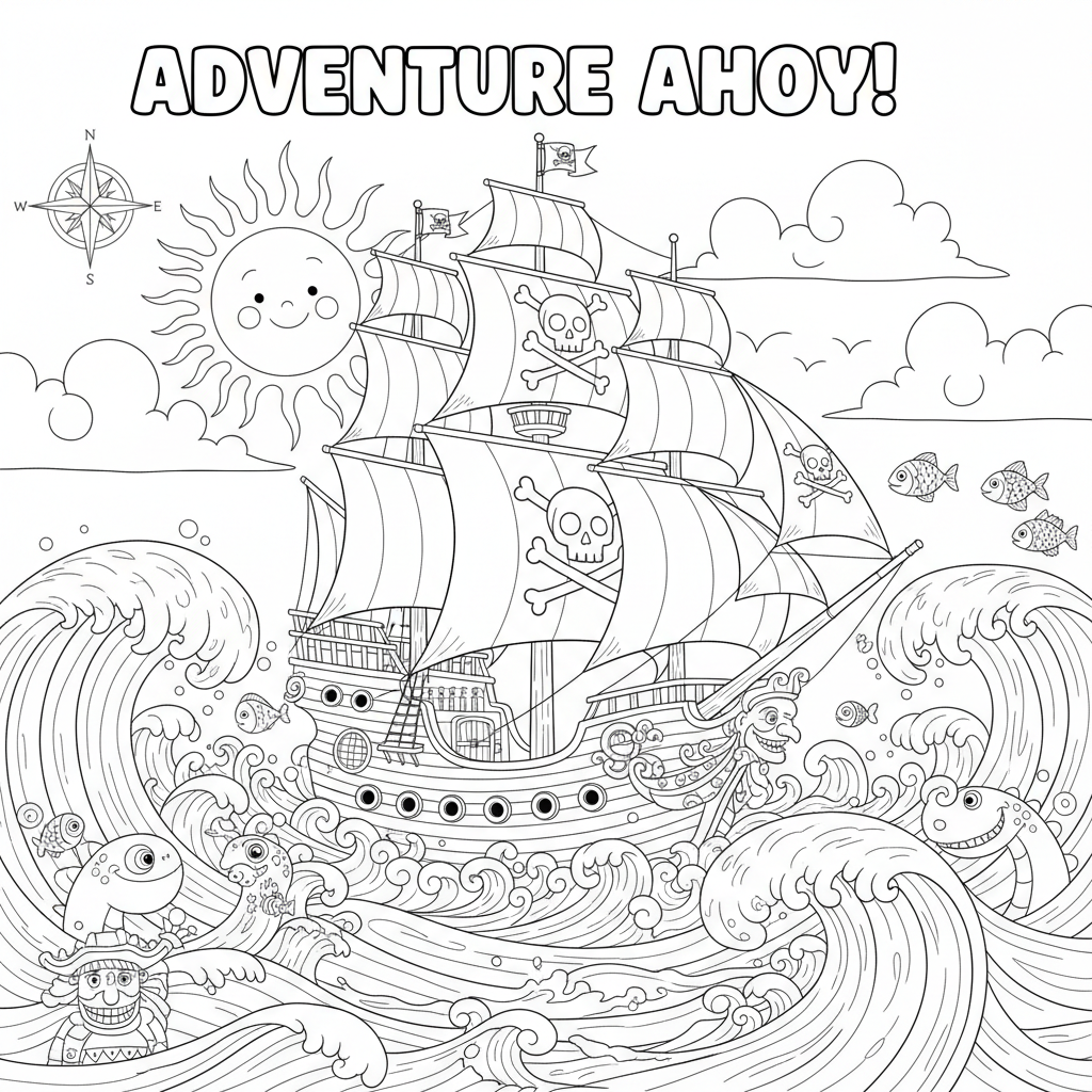 Pirate Galleon on High Seas