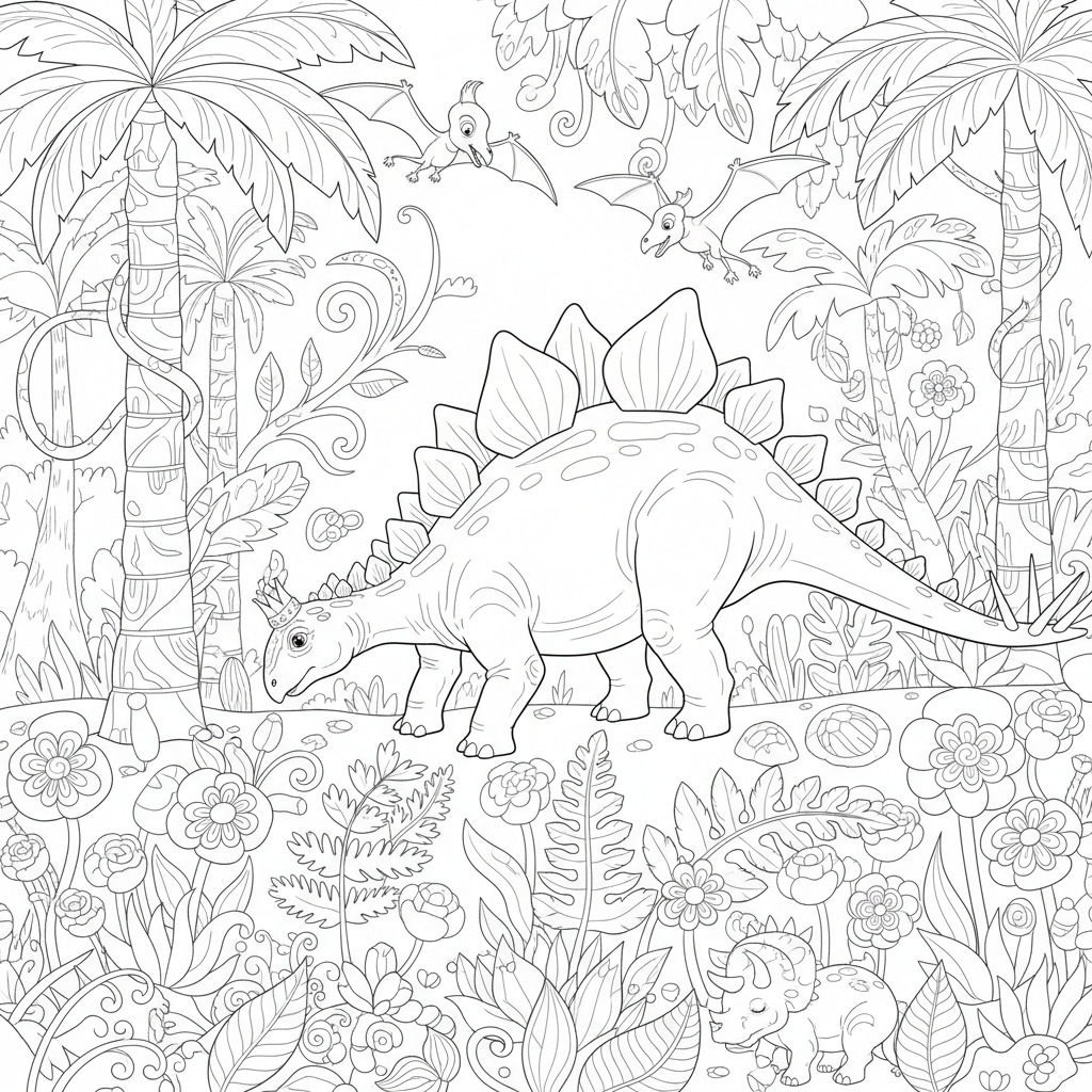 Armored Stegosaurus in Fern Forest