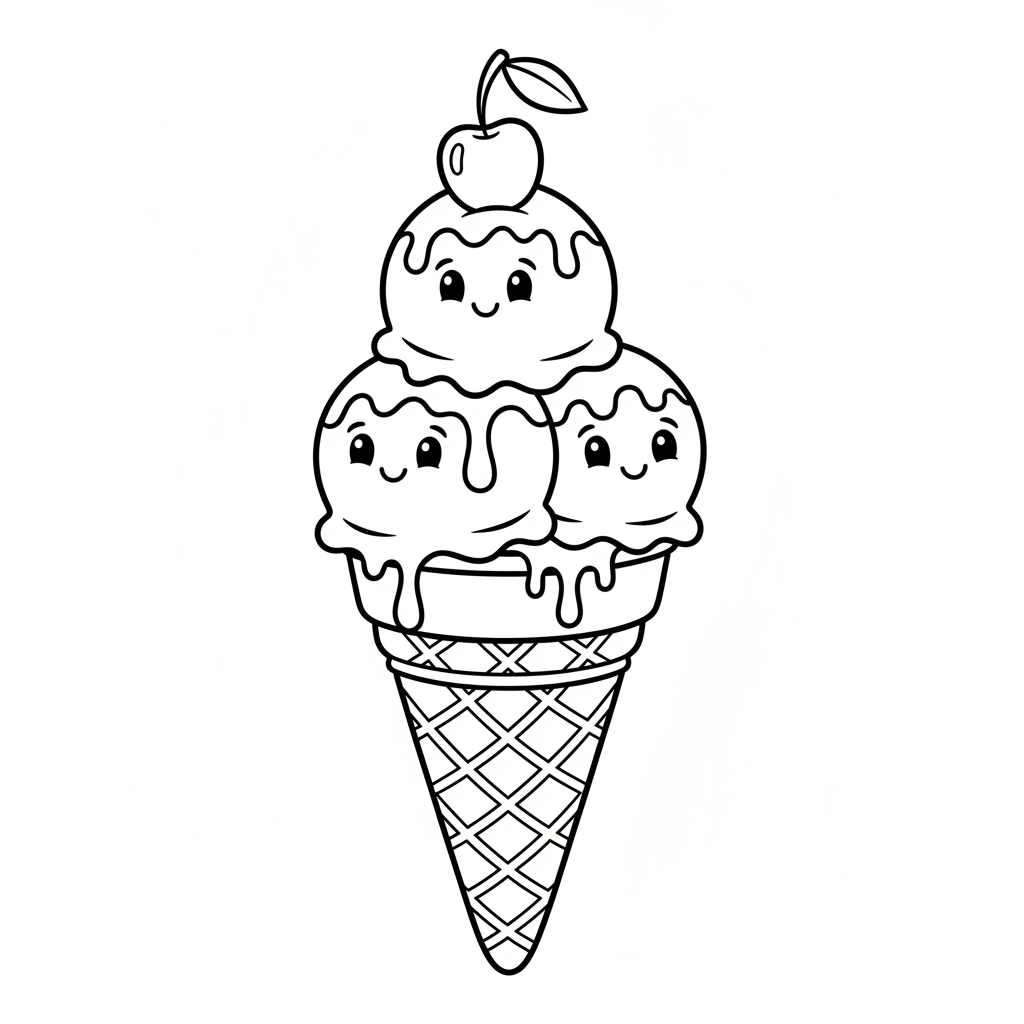 Triple Scoop Ice Cream Cone